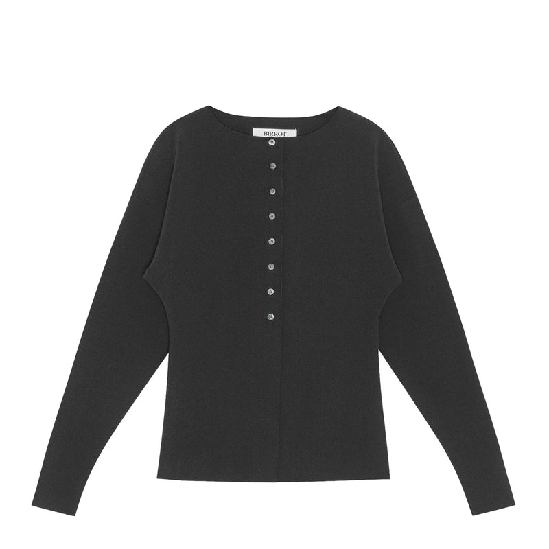 Birrot LAY2 BOATNECK CARDIGAN, Black
