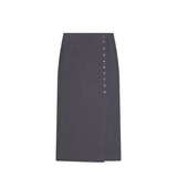 Birrot LAY2 BUTTONED WRAP SKIRT, Mood Indigo