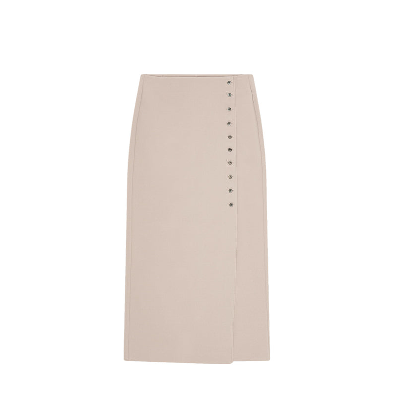 Birrot LAY2 BUTTONED WRAP SKIRT, Sand