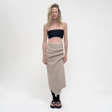 Birrot LAY2 BUTTONED WRAP SKIRT, Sand