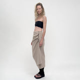 Birrot LAY2 BUTTONED WRAP SKIRT, Sand