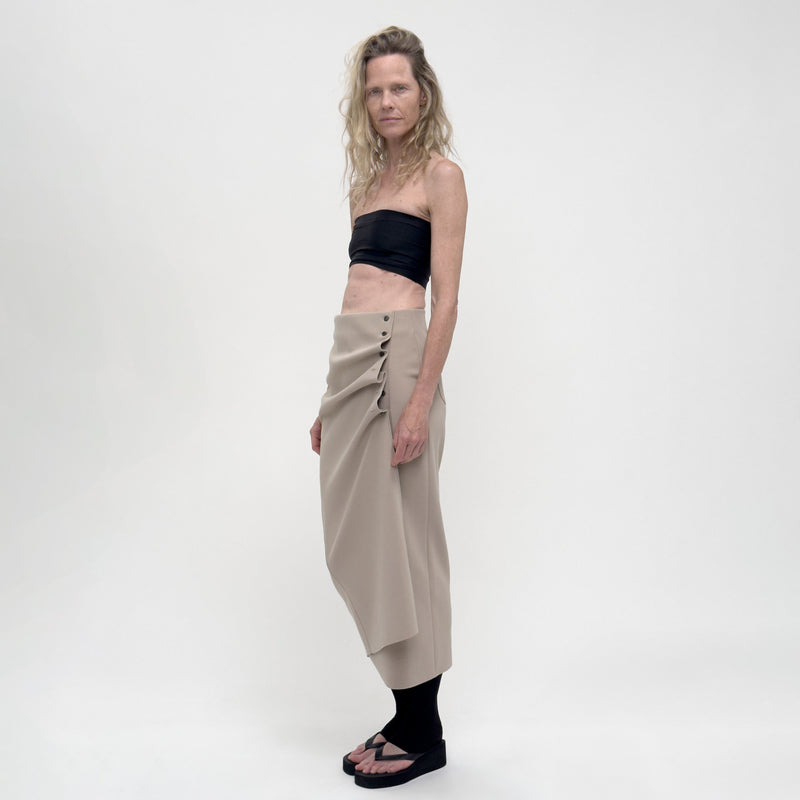 Birrot LAY2 BUTTONED WRAP SKIRT, Sand