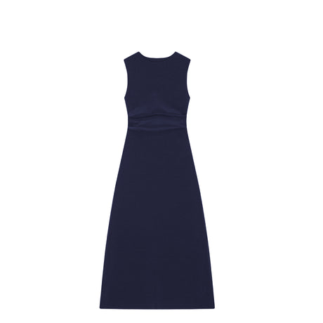Navy dress on a white background