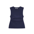 Navy top on a white background