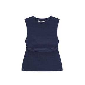 Navy top on a white background
