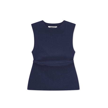Navy top on a white background