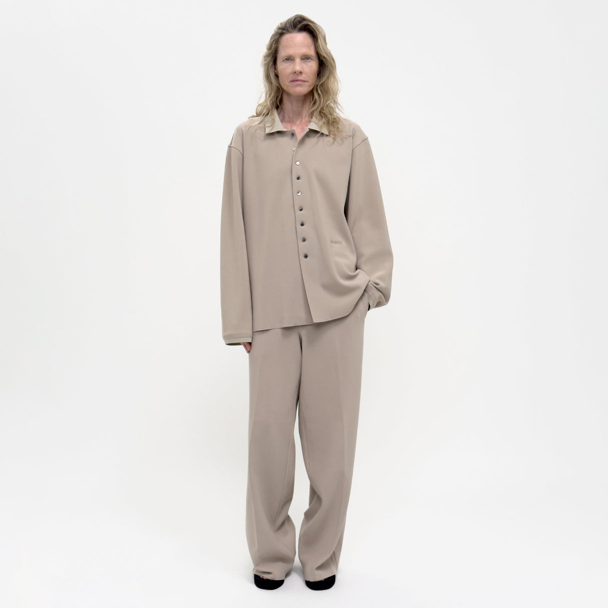 Birrot LAY2 RIB-COLLARED SHIRT, Sand