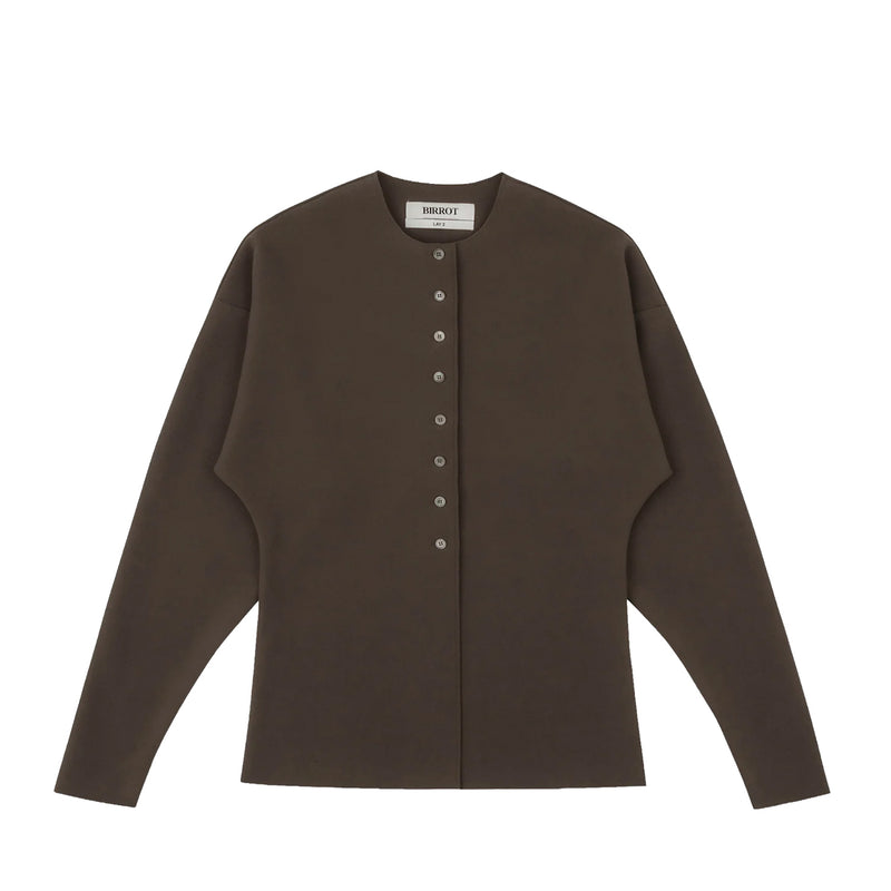 Birrot LAY2 ROUND-NECK CARDIGAN, Cocoa Brown