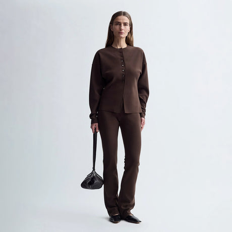Birrot LAY2 ROUND-NECK CARDIGAN, Cocoa Brown