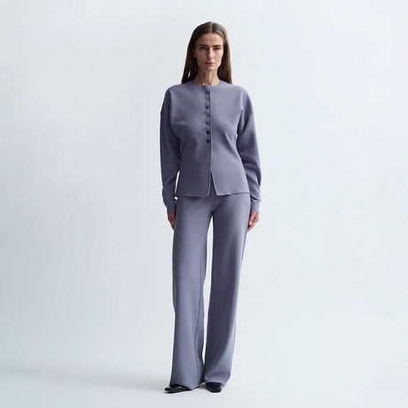 Birrot LAY2 ROUND-NECK CARDIGAN, Lilac Grey
