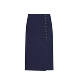 Birrot LAY2 BUTTONED WRAP SKIRT, Mood Indigo
