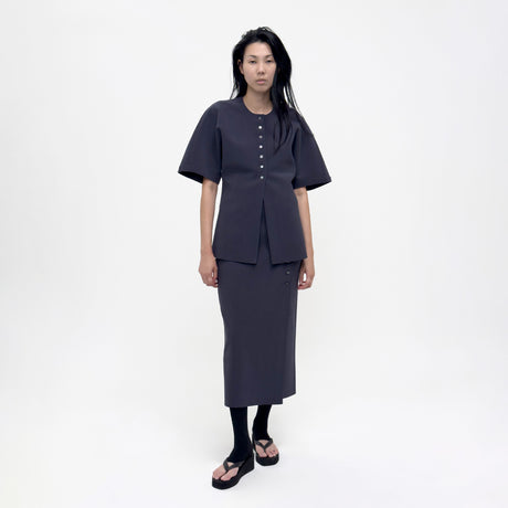 Birrot LAY3 HALF-SLEEVE BLOUSE, Mood Indigo