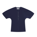 Birrot LAY3 HALF-SLEEVE BLOUSE, Mood Indigo
