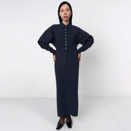 Birrot LAY3 POINT COLLAR CARDIGAN, Ink