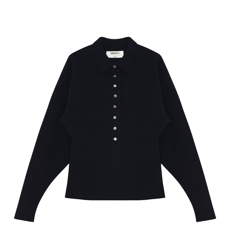 Birrot LAY3 POINT COLLAR CARDIGAN, Ink