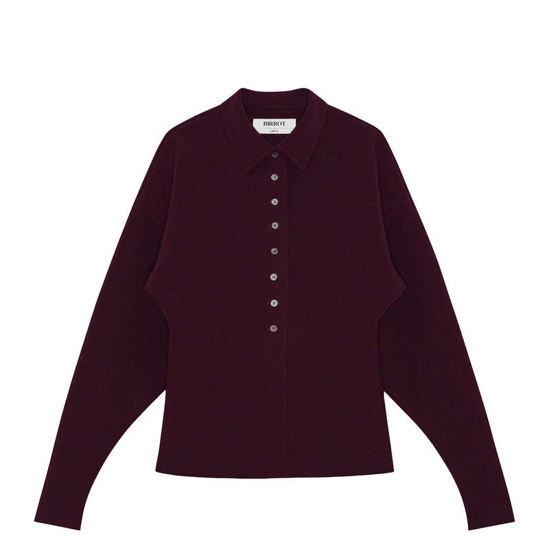 Birrot LAY3 POINT COLLAR CARDIGAN, Maroon