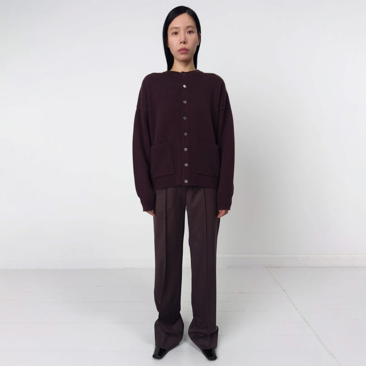 Birrot MERINO KNIT CARDIGAN, Dark Maroon