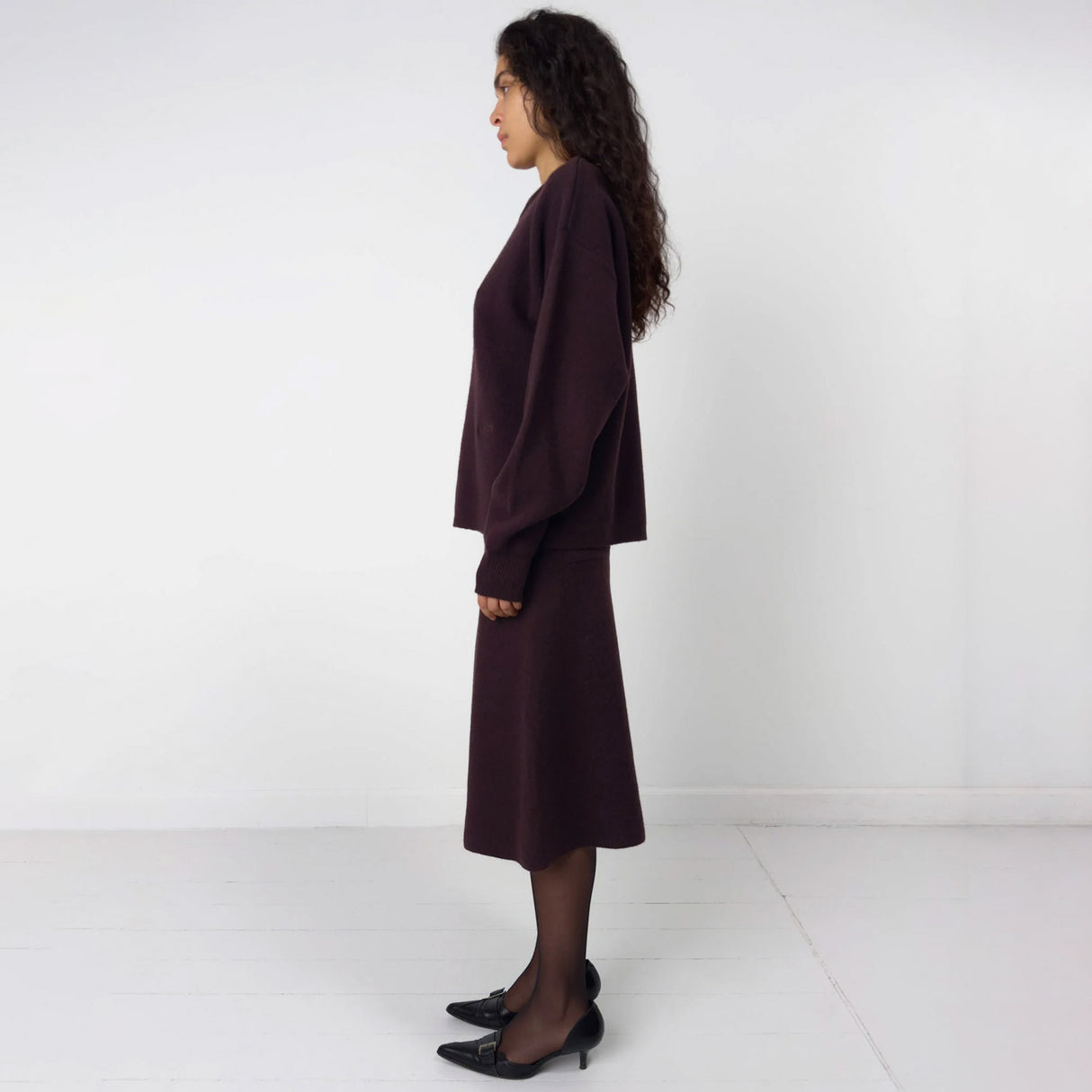 Birrot MERINO KNIT SKIRT, Dark Maroon