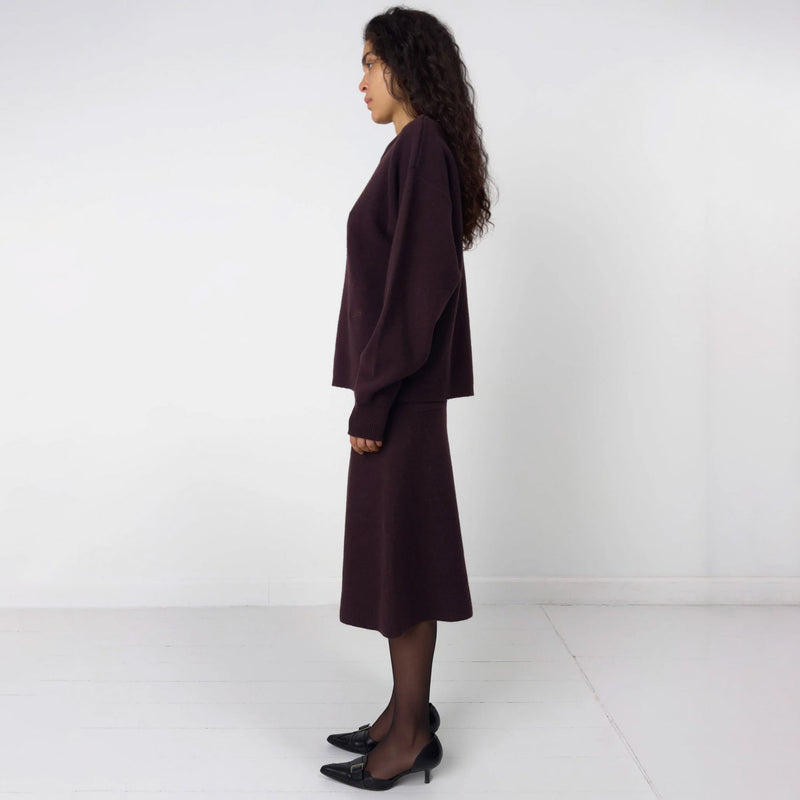 Birrot MERINO KNIT SKIRT, Dark Maroon