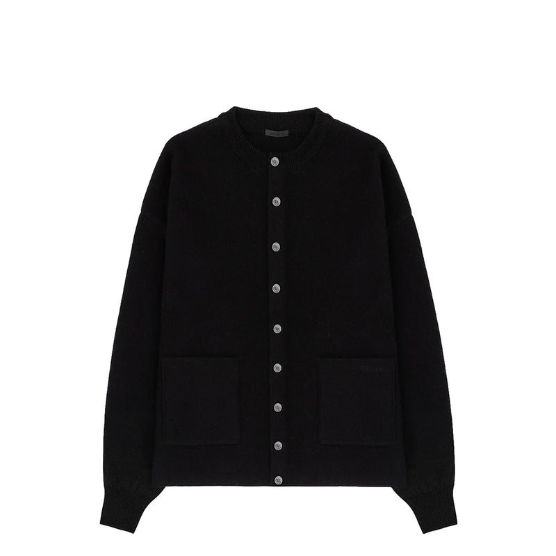 Birrot MERINO ROUND CARDIGAN, Black