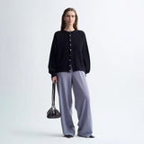 Birrot MERINO ROUND CARDIGAN, Black