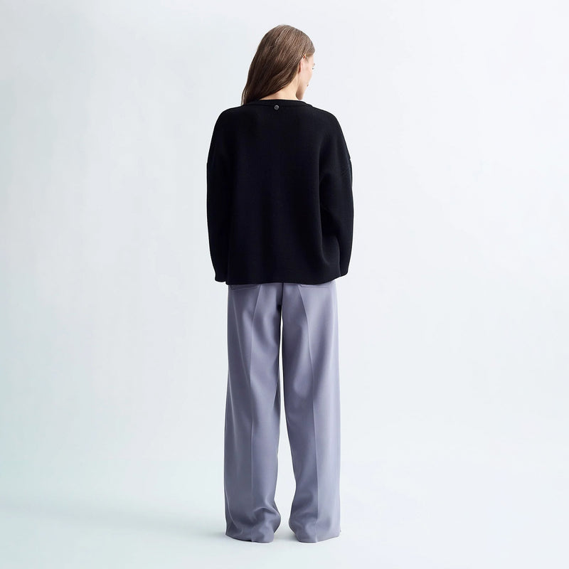 Birrot MERINO ROUND CARDIGAN, Black