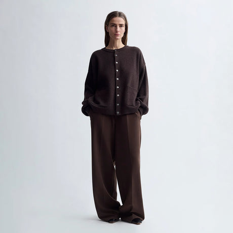 Birrot MERINO ROUND CARDIGAN, Brown