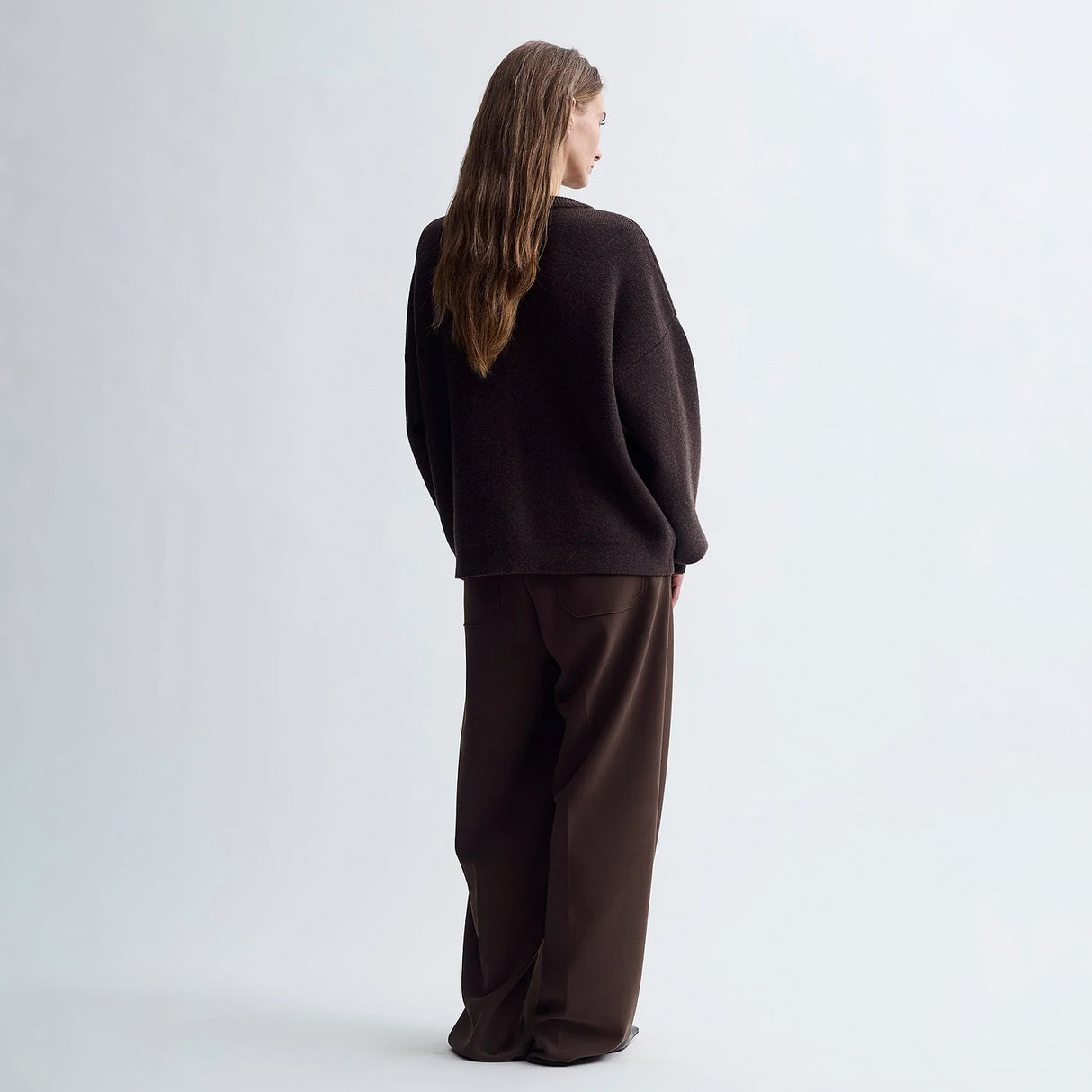 Birrot MERINO ROUND CARDIGAN, Brown