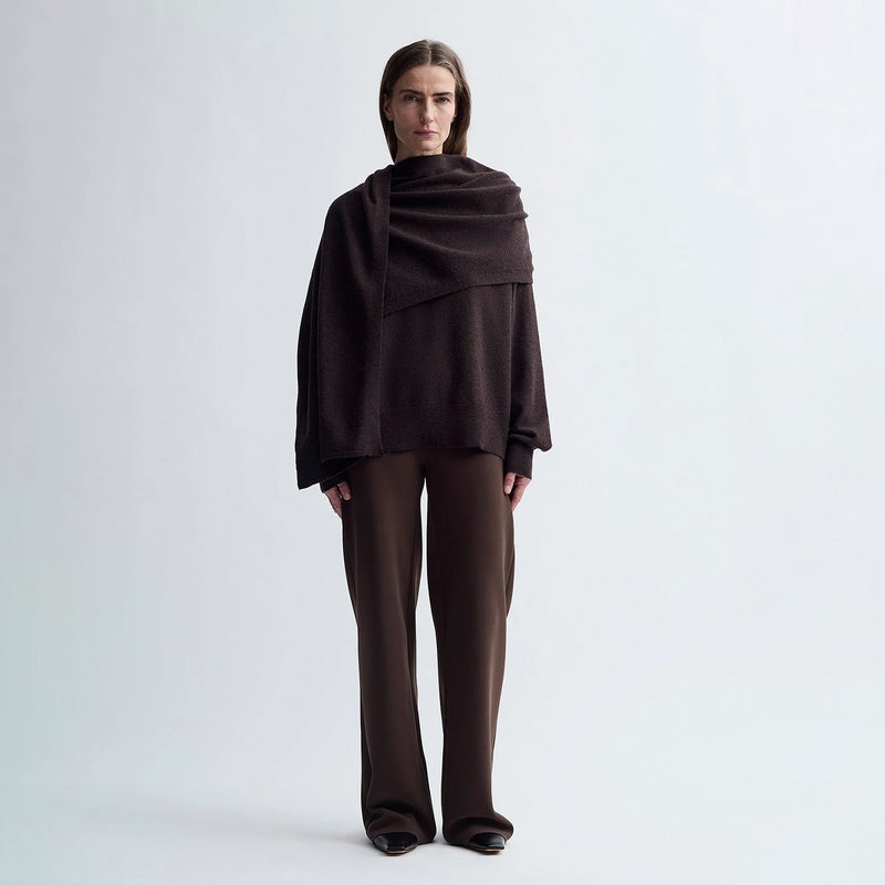 Birrot MERINO SCARF JUMPER, Brown