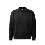 C.P. Company CHENILLE COTTON POLO SWEATER, Black