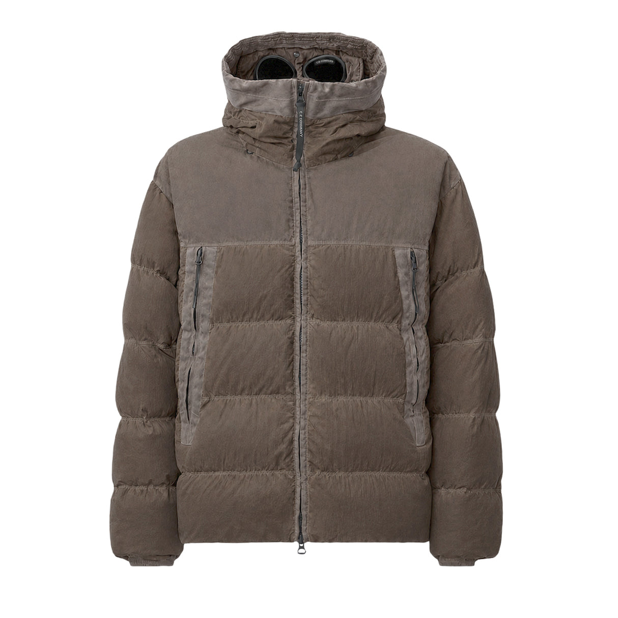 C.P. Company ECO-CHROME R MIXED GOGGLE DOWN JACKET, Re-Color Brown