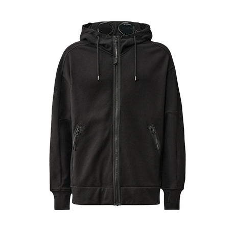 C.P. Company GOGGLE ZIPPED HOODED SWEATSHIRT, Black - Image 1
