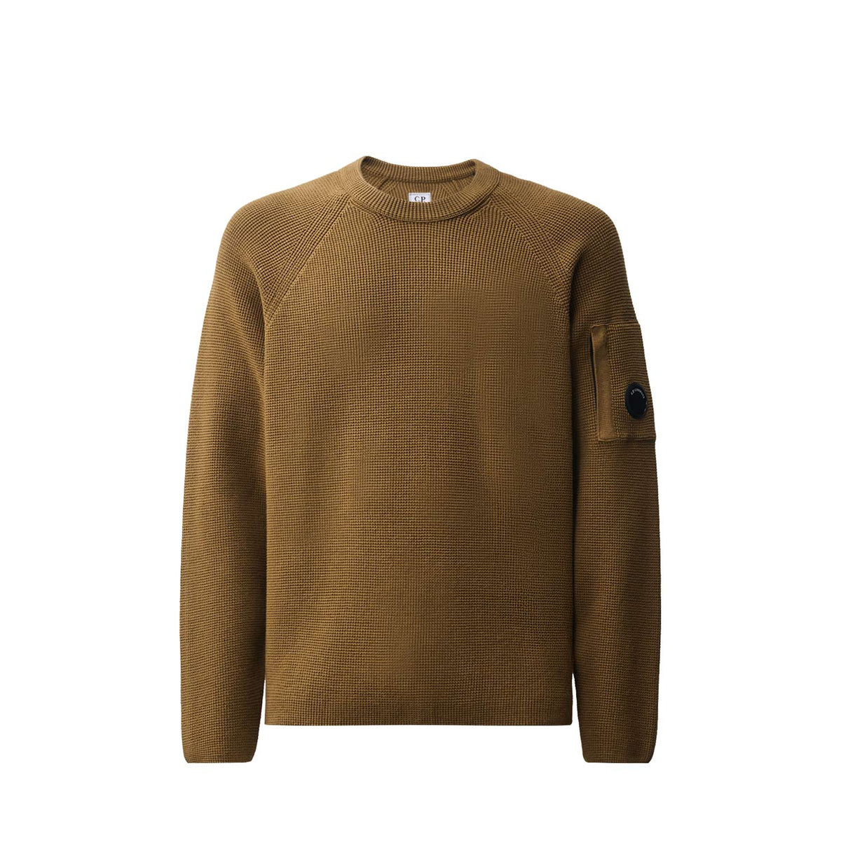 C.P. Company WAFFLE KNIT COTTON LENS CREWNECK SWEATER, Ermine