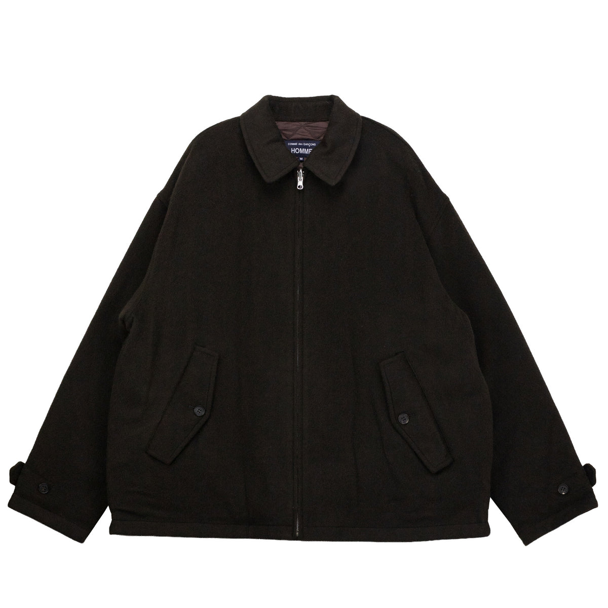 CDG Homme QUILTED ZIP WOOL JACKET, Brown