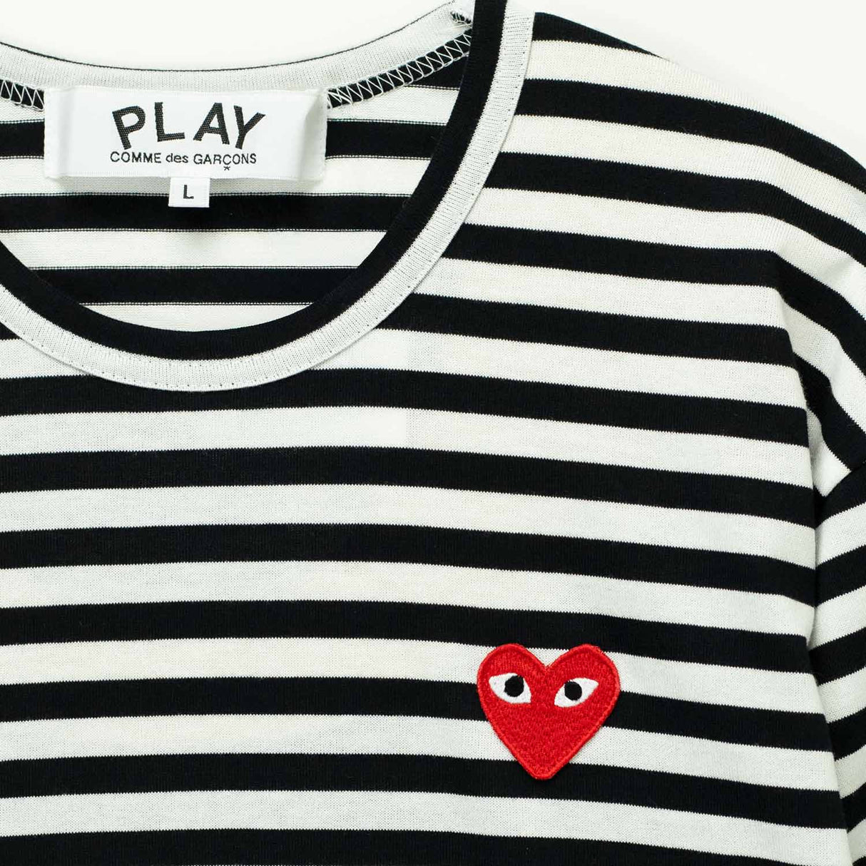 Comme des Garçons PLAY L/S T-SHIRT RED HEART, Black/White