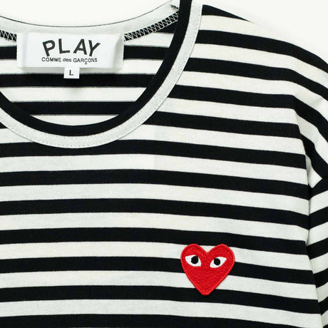 Comme des Garçons PLAY L/S T-SHIRT RED HEART, Black/White