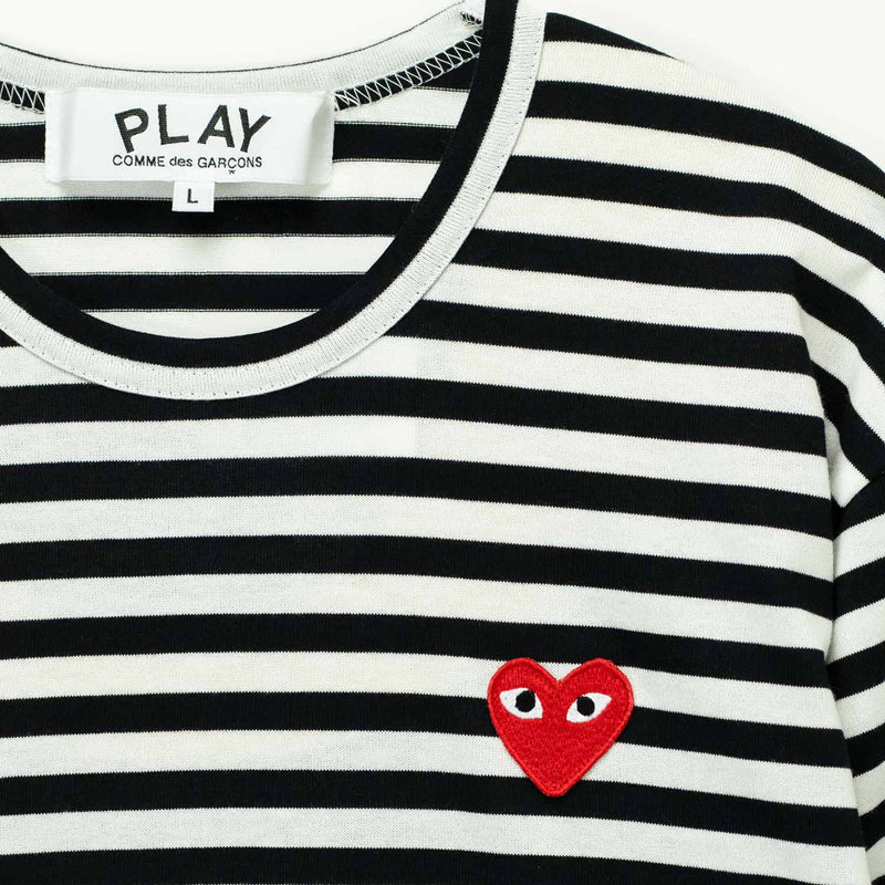 Comme des Garçons PLAY L/S T-SHIRT RED HEART, Black/White