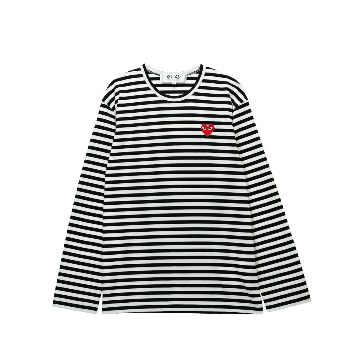 Comme des Garçons PLAY L/S T-SHIRT RED HEART, Black/White