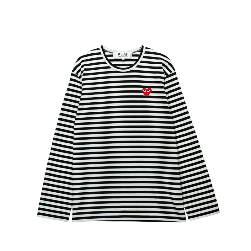 Comme des Garçons PLAY L/S T-SHIRT RED HEART, Black/White