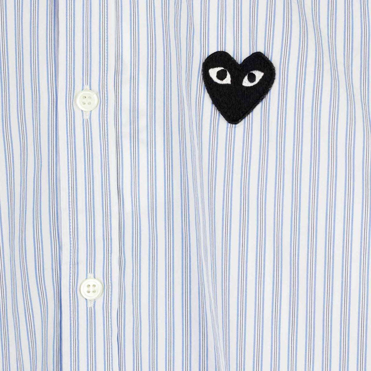 Comme des Garçons PLAY STRIPED SHIRT WITH BLACK HEART, Blue - Image 3