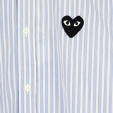 Comme des Garçons PLAY STRIPED SHIRT WITH BLACK HEART, Blue - Image 3
