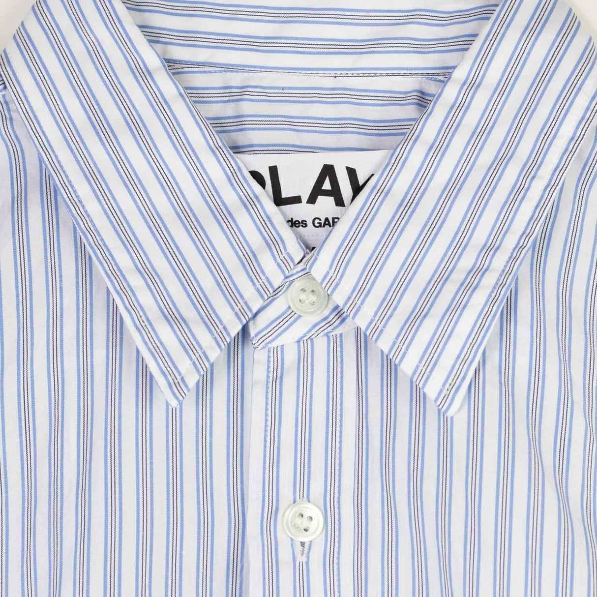 Comme des Garçons PLAY STRIPED SHIRT WITH BLACK HEART, Blue - Image 2