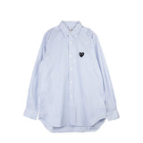Comme des Garçons PLAY STRIPED SHIRT WITH BLACK HEART, Blue - Image 1