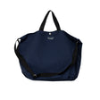 Navy blue bag with black straps on a white background