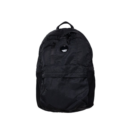 Black backpack on a white background
