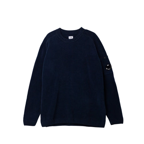 Navy blue sweater on a white background