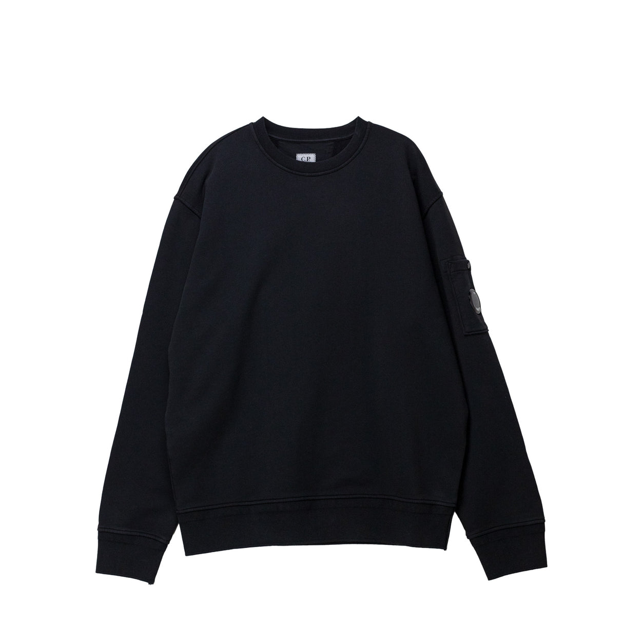 Black sweatshirt on a white background. 