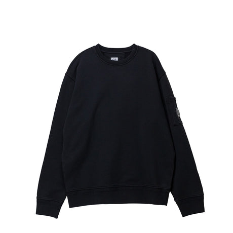 Black sweatshirt on a white background. 