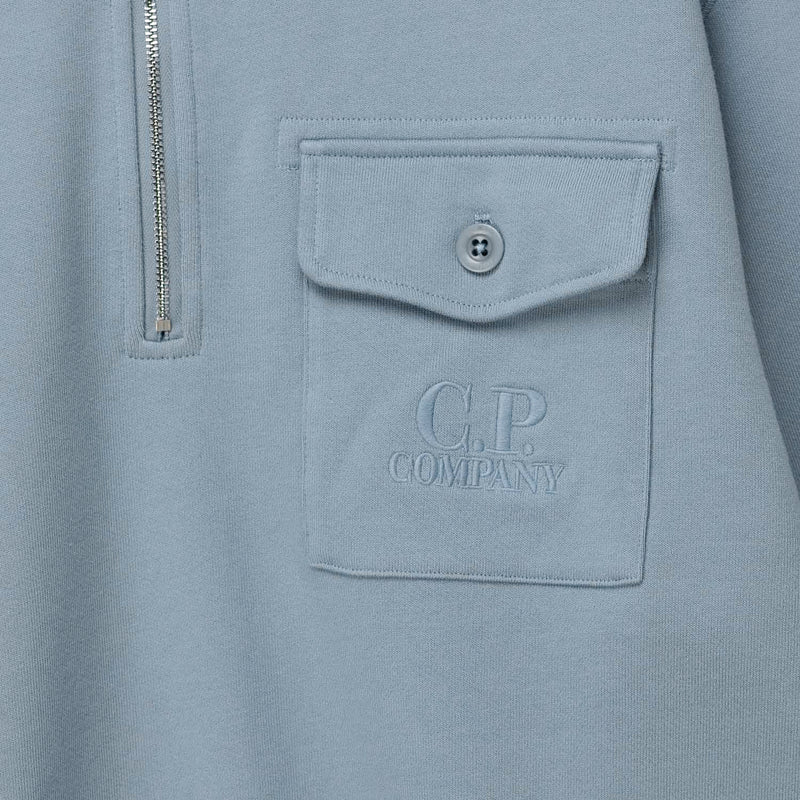 C.P. Company HALF ZIP SWEATSHIRT, Silver Blue