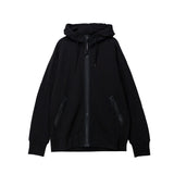 Black hoodie with a zipper on a white background